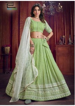 Greenish Georgette Designer Lehenga